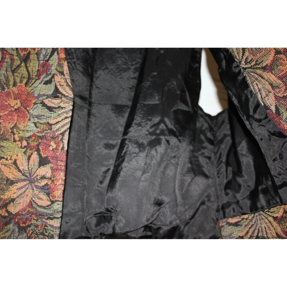 Garnet Hill Natural Fibers Floral‎ Tapestry Vest Vintage Button Front Cinch Back - Picture 5 of 10